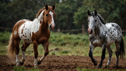 Obraz premium horses in the field