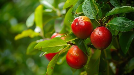 Obraz premium Combava fruit on a leafy bush