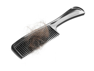 One comb with lost hair isolated on white