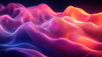 Abstract Digital Landscape with Vibrant Hues and Geometric Patterns