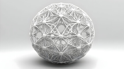 A complex geometric structure resembling a network or molecular design.