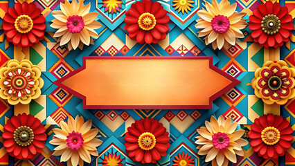 National hispanic heritage geometric colorful concept design floral pattern background