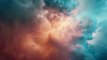 Naklejka premium A stormy sky with a bright orange and blue sky