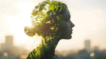 Embracing Nature The Fusion of Humanity and Environment in a Captivating Double Exposure Image