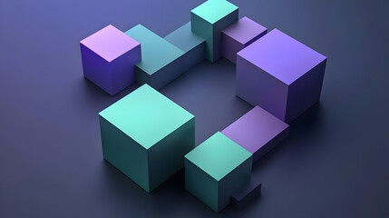 Obraz premium A composition of geometric shapes in gradient colors on a smooth surface.