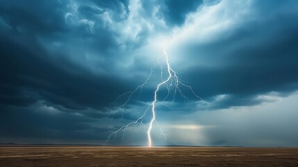 A stormy sky with lightning bolts and a dark, ominous mood