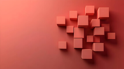 A composition of various 3D cubes arranged on a solid background.