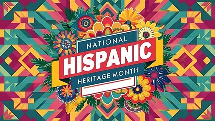 National hispanic heritage geometric colorful concept design floral pattern background