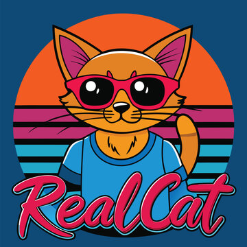 real cat illustration design with twxt