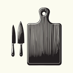 Wooden chopping board silhouette vector illustration