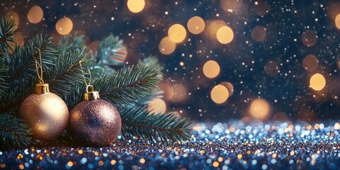 Abstract of christmas and bokeh light with glitter background , ai