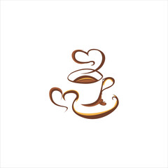 Vector illustration of a cup of coffee and coffee beans with love.
