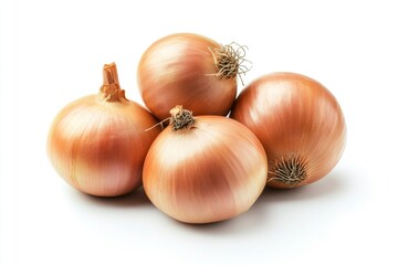 Fresh Brown Onions on White Background in Studio Lighting , ai