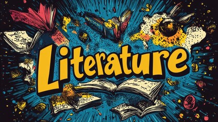 Retro comic book style design featuring dynamic literature concept and action words