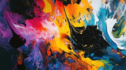 Create 5 prompts for stock photos related to A colorful painting with many different colors and shapes with 100-200 characters and ending with
