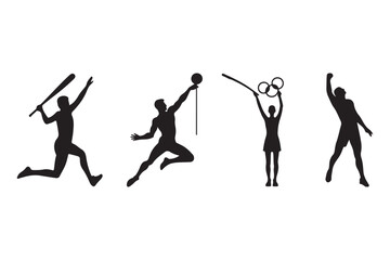 People in sports silhouette vector illustration, White background.