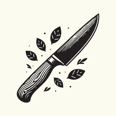 Wooden Handle Knife silhouette vector illustration