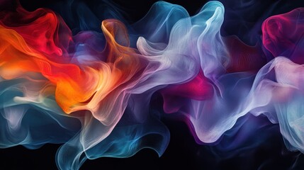 Fototapeta premium Abstract Colorful Swirling Shapes on a Black Background