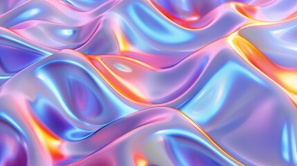 Colorful glossy and shiny surface with blue and purple tint. Wavy surface texture of fabric, foil or thin plastic. The background is a gradient of colors. Illustration for banner, cover, brochure, etc