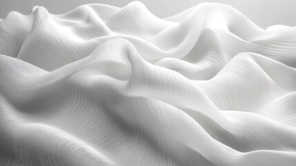 Fototapeta premium White Fabric Draped in Abstract Waves and Ridges