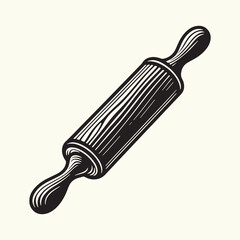 Wooden Rolling Pin Silhouette Vector Illustration