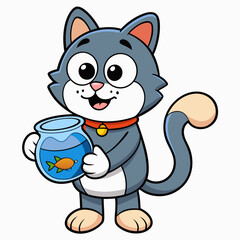 Create a sticker design of cat art vector illustrator