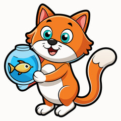Create a sticker design of cat art vector illustrator