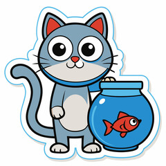 Create a sticker design of cat art vector illustrator