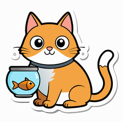 Create a sticker design of cat art vector illustrator