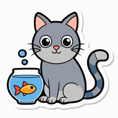 Create a sticker design of cat art vector illustrator