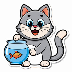 Create a sticker design of cat art vector illustrator
