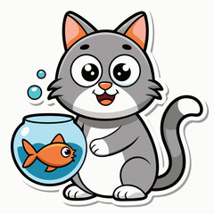 Create a sticker design of cat art vector illustrator