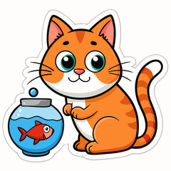 Create a sticker design of cat art vector illustrator