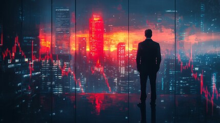 Fototapeta premium Red Charts Against a Gentle Skyline