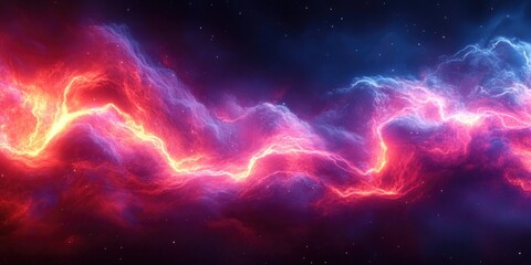 Obraz premium A Cosmic Dance of Red and Blue Nebulae with Sparkling Stars