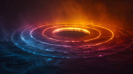 Fototapeta premium Abstract 3D Background with Glowing Orange and Blue Rings