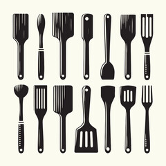 Wooden Handle Spatula Silhouette Vector Illustration