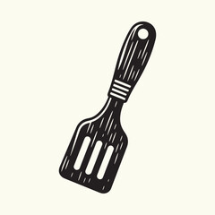 Wooden Handle Spatula Silhouette Vector Illustration