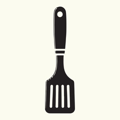 Wooden Handle Spatula Silhouette Vector Illustration