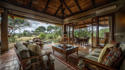Fototapeta premium Luxury Safari Lodge with Stunning Views
