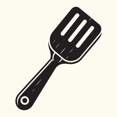 Wooden Handle Spatula Silhouette Vector Illustration
