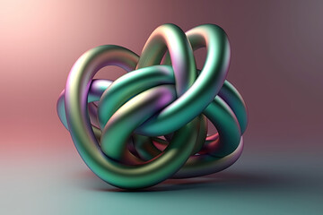 Fototapeta premium Abstract interconnected metallic rings on gradient background