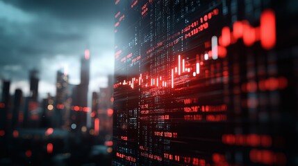 Obraz premium Downtown Downpour of Market Data