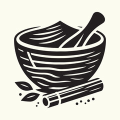 Wooden Bowl Silhouette Vector Illustration