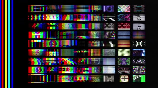 television glitch and countdown numbers