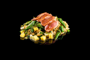 Traditional Asian stir-fry with meat and vegetables