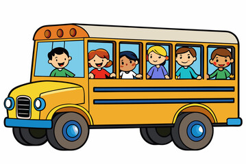 School bus art vector illustrator