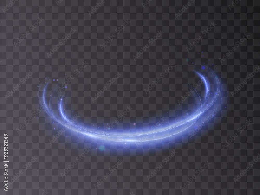 Leinwandbilder Dynamic blue lines of light with glow effect. Rotating light shiny half rings. Abstract sparkling dynamic light speed lines. Vector 10 EPS