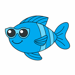 Pez con gafas de sol art vector illustrator