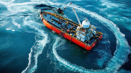 Obraz premium Sophisticated oil spill containment technology in action